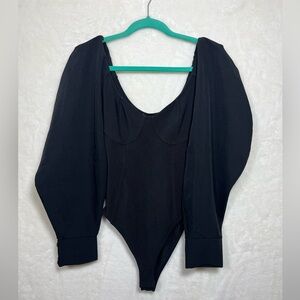 Zara Black Puff Sleeve Bodysuit